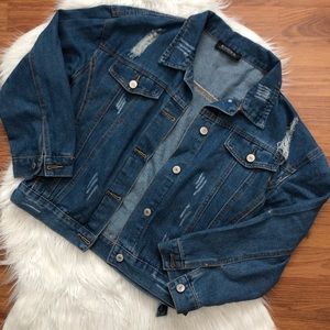 medium blue trendy cropped denim Jacket!